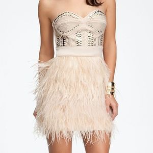NWT Bebe Blush Studded Embellished Feather Dress